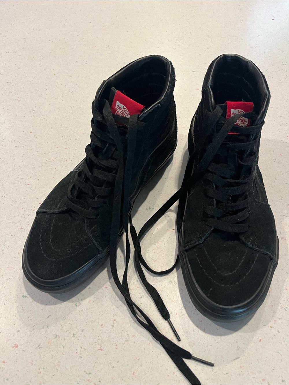 Vans Black High-Top Sneakers with Red Tongue Label